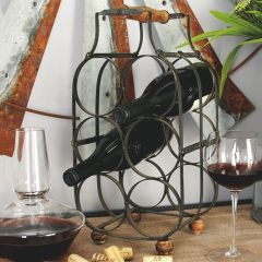 Rustic Industrial 6 Bottle Tabletop Wine Rack