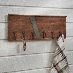 Rustic Industrial 6 Hook Wall Rack