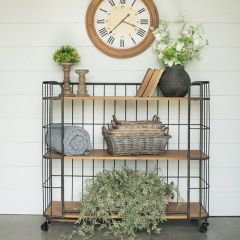 Rustic Industrial Rolling Tiered Shelf Unit