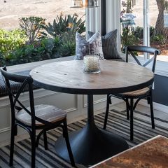 Rustic Industrial Round Pedestal Dining Table
