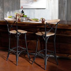 Rustic Industrial X Back Bar Stool