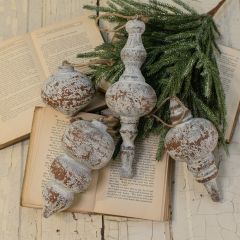 Rustic Iron Elongated Christmas Ornaments Set of 4