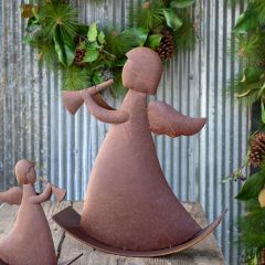 Rustic Metal Angel Herald, 20 Inch