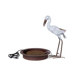 Rustic Metal Egret Garden Fountain