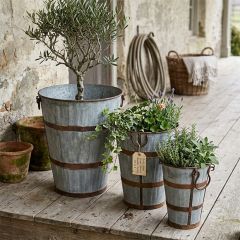 Rustic Metal Grape Harvest Buckets Set of 3