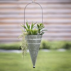 Rustic Metal Hanging Cone Planter