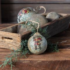 Rustic Metal Santa Ball Ornament