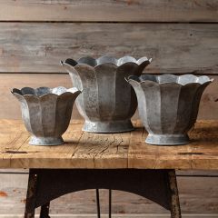 Rustic Metal Scalloped Vases Set of 3