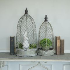 Rustic Metal Tabletop Garden Trellis Planters Set of 2