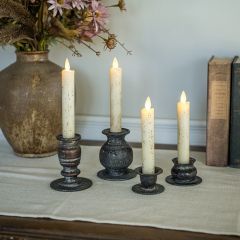 Rustic Metal Taper Candle Holder Collection Set of 4