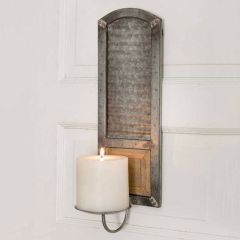 Rustic Metal Washboard Pillar Candle Sconce