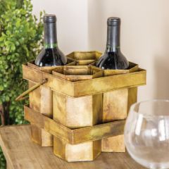 Rustic Metal Wine Bottle Caddy