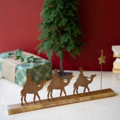 Rustic Metal Wise Men with Star Centerpiece Display