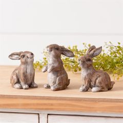 Rustic Mini Wild Rabbit Figurines Set of 3