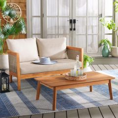 Rustic Modern Patio Bench and Table Set