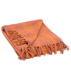 Rustic Orange Tartan Throw Blanket