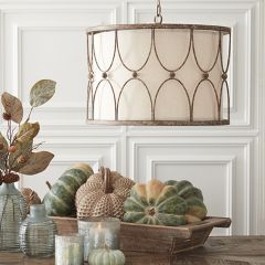 Rustic Ornate Drum Shade Chandelier 20.5 Inch