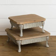 Rustic Ornate Square Display Risers Set of 2