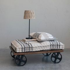 Rustic Ottoman On Casters With Cushion