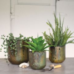 Rustic Patina Iron Planter Set of 3
