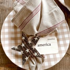 Rustic Patriotic Star Ornament Set of 6