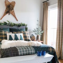 Rustic Pine and Black Patchwork Quilt
