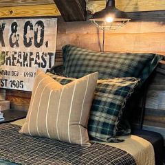 Rustic Pine and Black Plaid Euro Sham