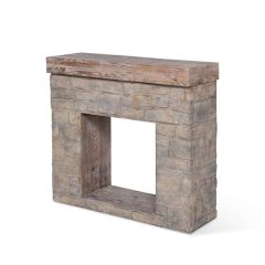 Rustic Pine and Stone Fireplace Mantel