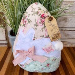 Rustic Pink Floral Quilted Easter Egg Pillow
