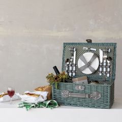 Rustic Polka Dot 24 Piece Picnic Basket Set