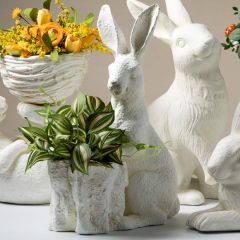 Rustic Rabbit Faux Cement Planter