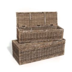 Rustic Rattan Storage Chest Set of 2 | SHIPS FREE