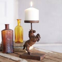 Rustic Rearing Horse Cast Iron Pillar Holder