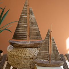 Rustic Recycled Wood Sailboat Set of 2