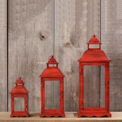 Rustic Red Candle Lanterns Set of 3