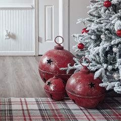 Rustic Red Sleigh Bell with Stars