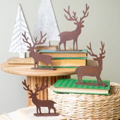 Rustic Reindeer Tabletop Figurines Set of 4
