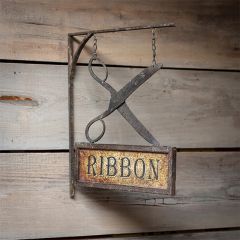 Rustic Ribbon Shop Hanging Metal Sign