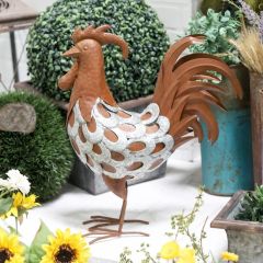 Rustic Rooster Metal Garden Sculpture