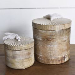 Rustic Round Wood Box Set of 2