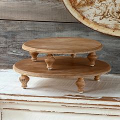 Rustic Round Wooden Footed Platform Riser Set of 2