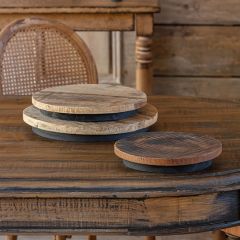 Rustic Round Wooden Platform Risers Set of 3