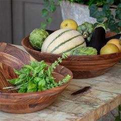 Rustic Round Wooden Serving Bowl Collection