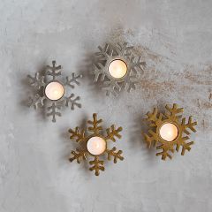 Rustic Snowflake Tealight Holders Set of 4