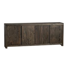 Rustic Stained 4 Door Sideboard Cabinet