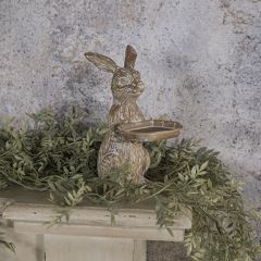 Rustic Standing Bunny with Tray Figure