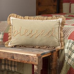 Rustic Ticking Stripe Blessed Pillow Set of 2
