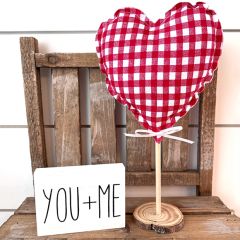 Rustic Valentine Heart Tree Set of 3 Red Check
