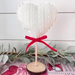 Rustic Valentine Heart Tree Set of 3 Natural Lace With Velvet Bow