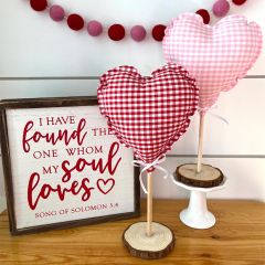 Rustic Valentine Heart Tree Set of 3 Pink Gingham Check